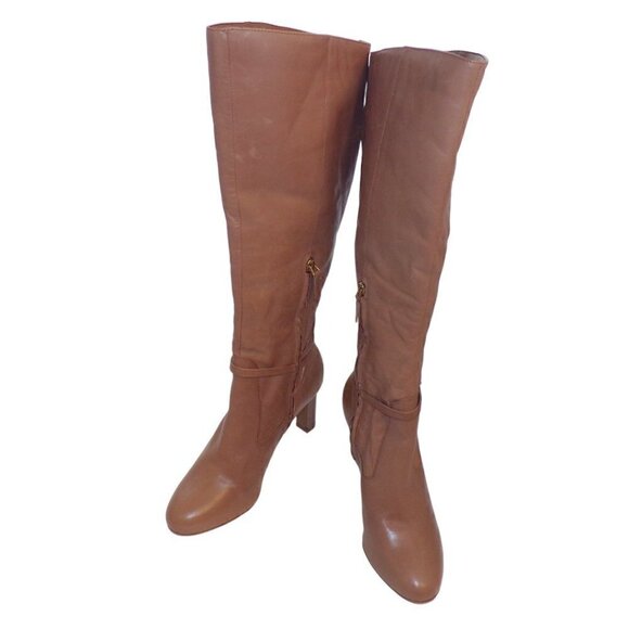 Naturalizer Henny Knee-High Buckle Detail Tall Dress Boots cafe Leather  10 New - Picture 3 of 7